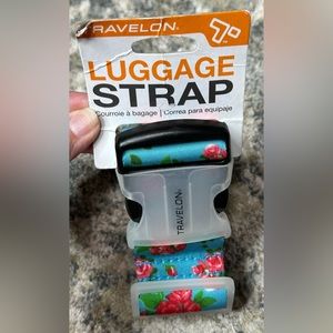 TravelOn luggage strap 70"x 2" NWT blue with floral print
